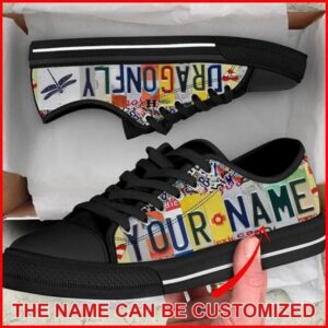 Dragonfly License Plates Personalized Canvas Low Top…
