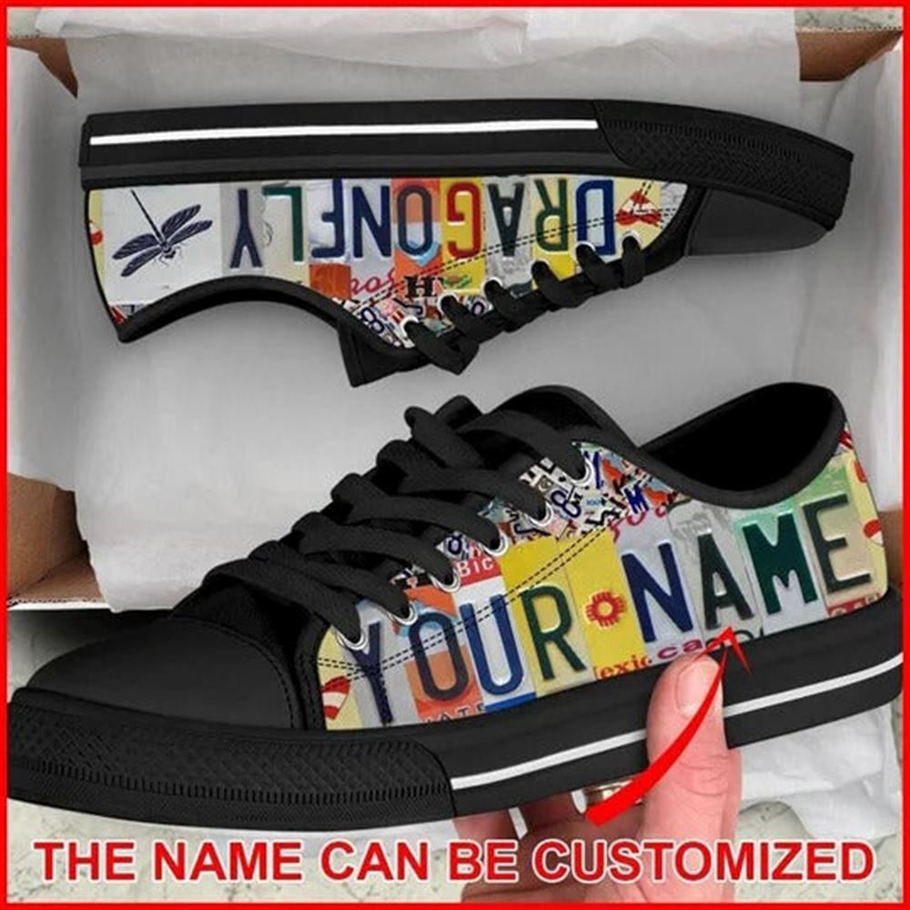 Dragonfly License Plates Personalized Canvas Low Top Shoes, Low Tops, Low Top Sneakers Dragonfly License Plates Personalized Canvas Low Top Shoes, Low Tops, Low Top Sneakers