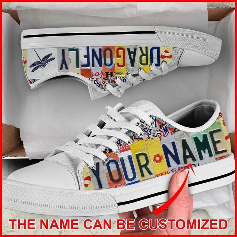 Dragonfly License Plates Personalized Canvas Low Top Shoes, Low Tops, Low Top Sneakers Dragonfly License Plates Personalized Canvas Low Top Shoes, Low Tops, Low Top Sneakers