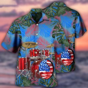Drum Independence Day America Hawaiian Shirt, 4th…