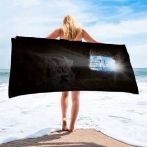 Easter Morning Golgotha Hill Cross Resurrection Beach Towel Christian Beach Towel Summer Towels 2 gbd87d.jpg