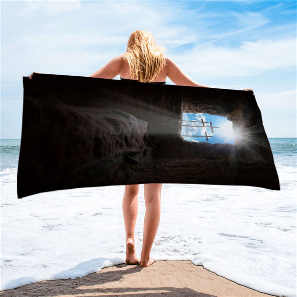 Easter Morning Golgotha Hill Cross Resurrection Beach Towel, Christian Beach Towel, Summer Towels Easter Morning Golgotha Hill Cross Resurrection Beach Towel, Christian Beach Towel, Summer Towels