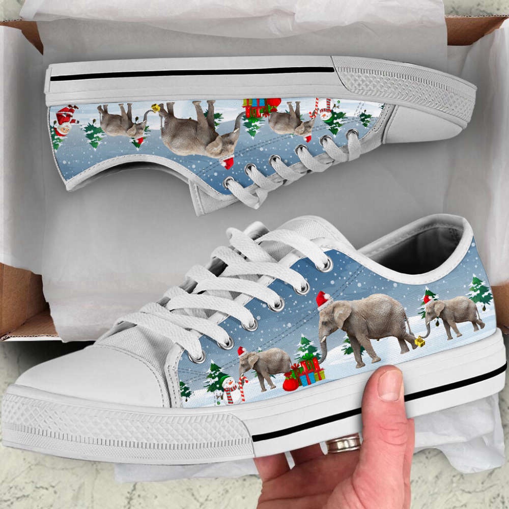 Elephant Merry Christmas Low Top Shoes Receive Xmas Gift Canvas Shoes, Low Tops, Low Top Sneakers Elephant Merry Christmas Low Top Shoes Receive Xmas Gift Canvas Shoes, Low Tops, Low Top Sneakers