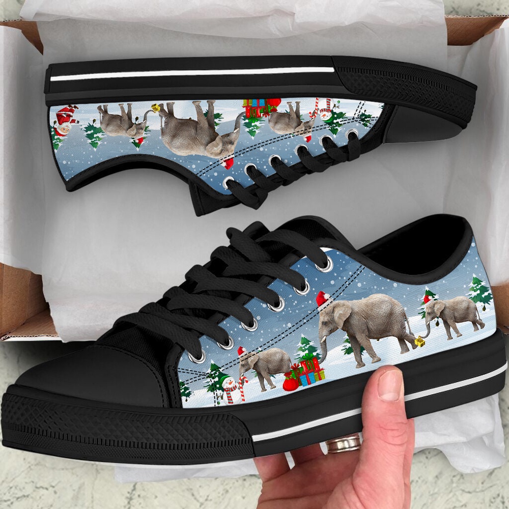 Elephant Merry Christmas Low Top Shoes Receive Xmas Gift, Low Tops, Low Top Sneakers Elephant Merry Christmas Low Top Shoes Receive Xmas Gift, Low Tops, Low Top Sneakers