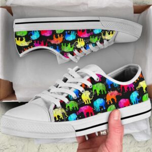 Elephant Painting Pattern Low Top Shoes Canvas…