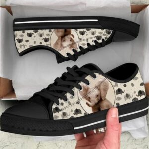 Elephant Pattern Brown Canvas Low Top Shoes,…
