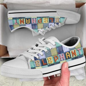 Elephant Seamless Leather Color Canvas Print Lowtop Shoes Low Tops Low Top Sneakers 2 tz2sio.jpg