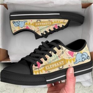 Elephant Sketch Funny Canvas Low Top Shoes,…