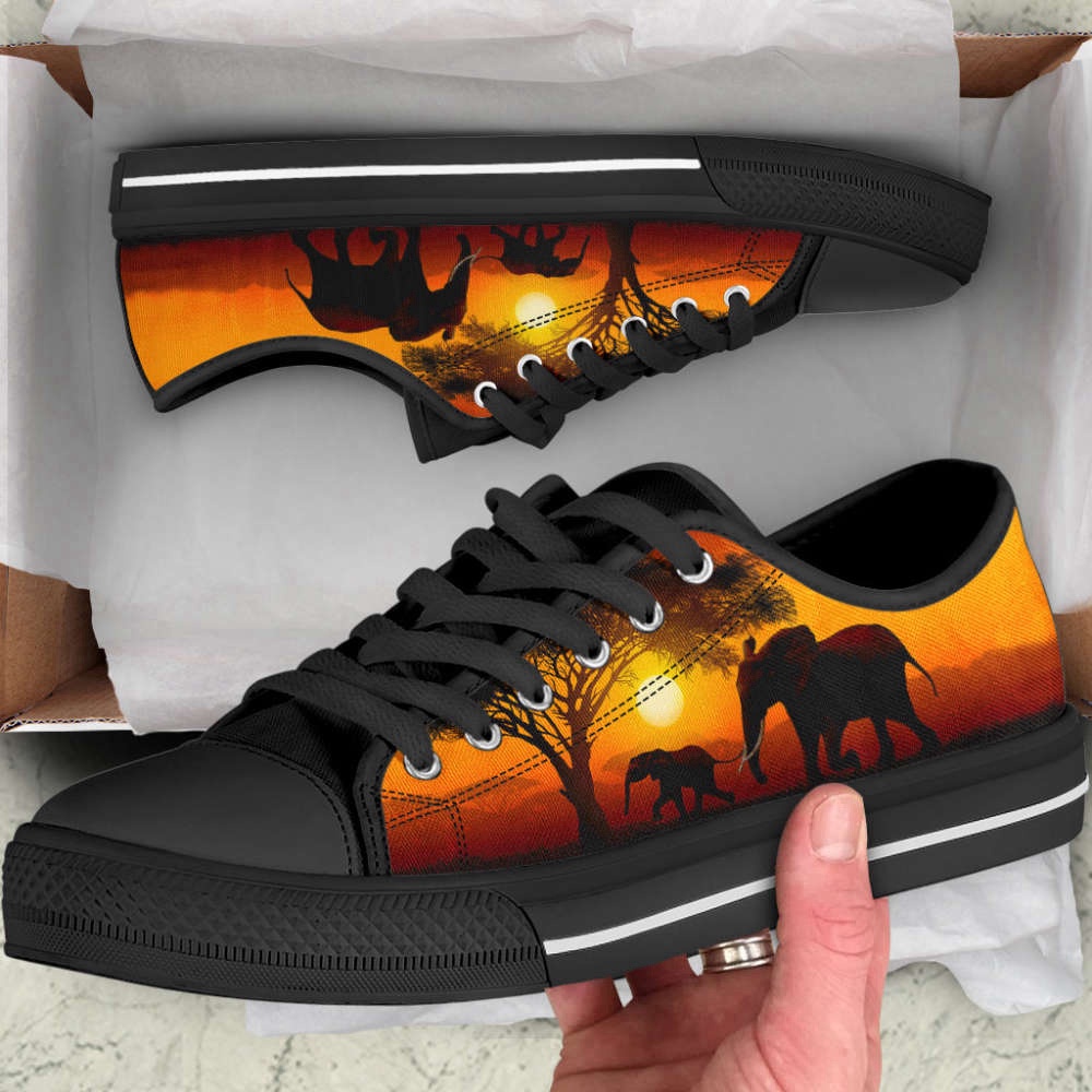 Elephant Sunset Low Top Shoes Canvas Print Gift, Low Tops, Low Top Sneakers Elephant Sunset Low Top Shoes Canvas Print Gift, Low Tops, Low Top Sneakers