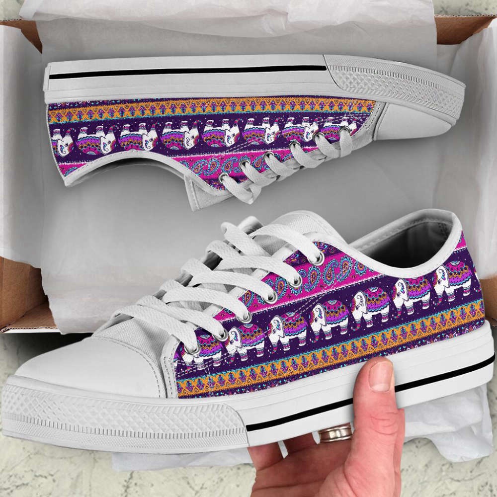 Elephant Tribal Paisley Low Top Canvas Print Shoes, Low Tops, Low Top Sneakers