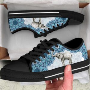 Elephant Watercolor Mandala Blue Low Top Canvas Print Shoes Low Tops Low Top Sneakers 2 wbpwcj.jpg