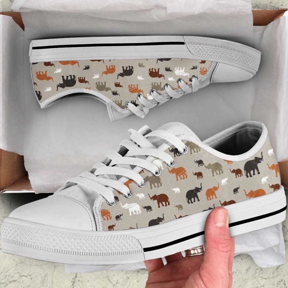 Elephants Pattern Low Top Canvas Print Shoes, Low Tops, Low Top Sneakers Elephants Pattern Low Top Canvas Print Shoes, Low Tops, Low Top Sneakers