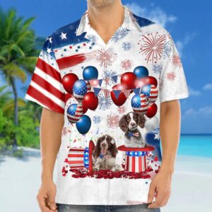 English Springer Spaniel Independence Day Hawaiian Shirt,…