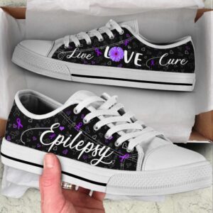 Epilepsy Shoes Live Love Cure Ribbon Heart Low Top Shoes Canvas Shoes Low Top Designer Shoes Low Top Sneakers 2 wrcblx.jpg