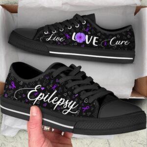 Epilepsy Shoes Live Love Cure Ribbon Heart Low Top Shoes Low Top Designer Shoes Low Top Sneakers 2 opsvzr.jpg