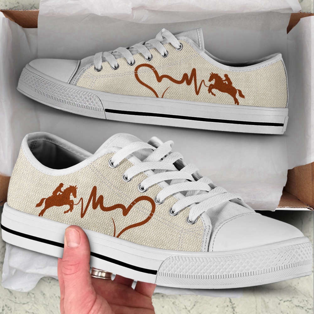 Equestrian Heartbeat Low Top Shoes Canvas Print Lowtop Casual Shoes Gift For Adults, Low Top Designer Shoes, Low Top Sneakers