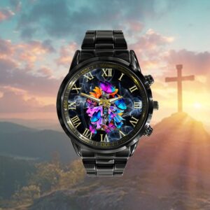 Faith Hope Love God Jesus Christ Cross Butterflies Floral Watch, Christian Watch, Religious Watches, Jesus Watch
