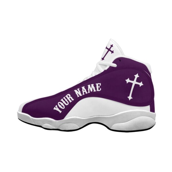 Faith Over Fear Customized Purple Jesus Basketball Shoes With Thick Soles, Christian Basketball Shoes, Basketball Shoes 2024