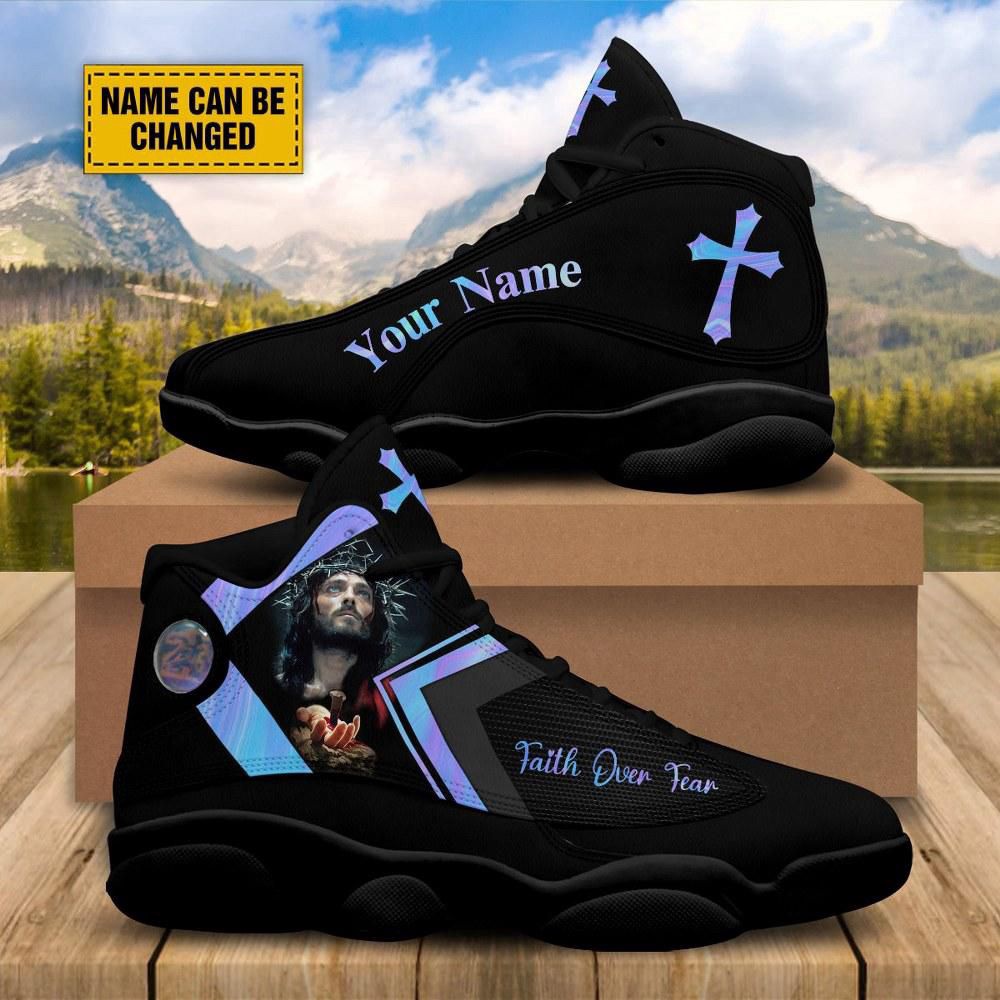 Faith Over Fear Jesus Hands Basketball Shoes For Men Women, Christian Basketball Shoes, Basketball Shoes 2024