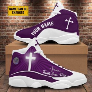 Faith Over Fear Personalized Purple Jesus Basketball…