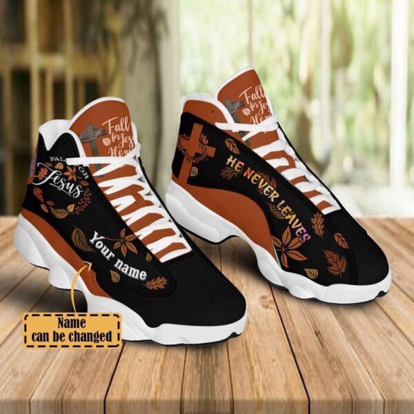 Fall For Jesus, He Never Leaves Custom Name Basketball Shoes For Jesus Lovers, Christian Basketball Shoes, Basketball Shoes 2024