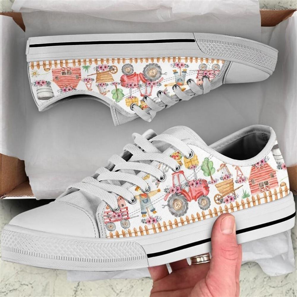 Farm Hobby Flower Watercolor Low Top Shoes, Low Top Designer Shoes, Low Top Sneakers