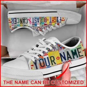 Fight Breast Cancer License Plates Personalized Canvas Low Top Shoes Low Top Designer Shoes Low Top Sneakers 2 cgtuwk.jpg