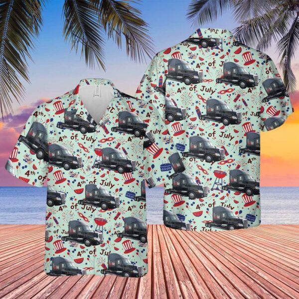 First-Generation Freightliner Cascadia Hawaiian Fourth Of July Shirt, 4th Of July Hawaiian Shirt, 4th Of July Shirt