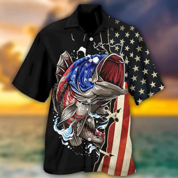 Fishing Independence Day, Hawaiian Shirt, 4th Of July Hawaiian Shirt, 4th Of July Shirt