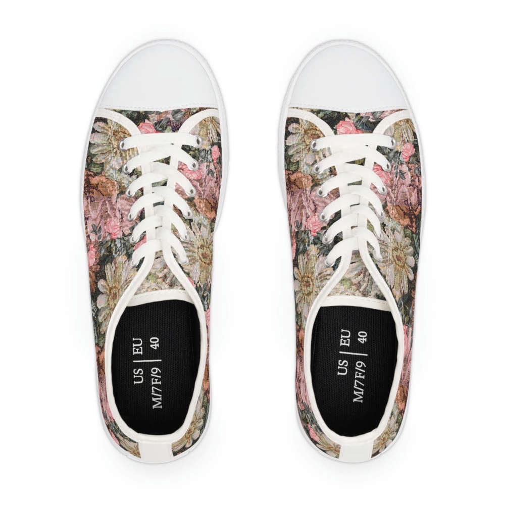 Floral Sneakers,Floral Shoes, Women Shoes, Low Top Designer Shoes, Low Top Sneakers