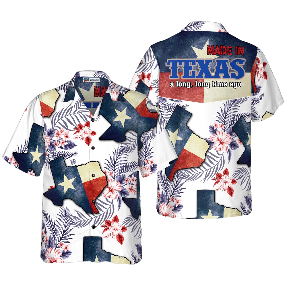 Floral Texas Hawaiian Shirt For Men, Made In A Long Time Ago Texas State Shirt, Texas Hawaii Shirt, Texas Shirt
