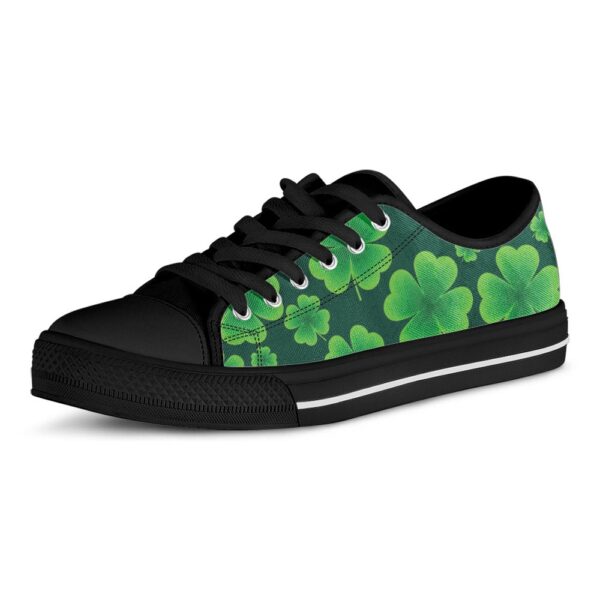 Four-Leaf Clover St. Patrick’s Day Print Black Low Top Shoes, Low Top Designer Shoes, Low Top Sneakers