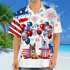 German Shepherd Independence Day Hawaiian Shirt, 4th…