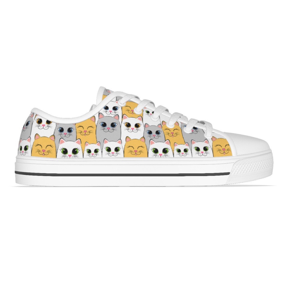 Girls Cat Low Top Sneakers, Cat Sneakers For Kids, Best Gift For Cat Lovers, Low Top Sneakers, Low Top Designer Shoes
