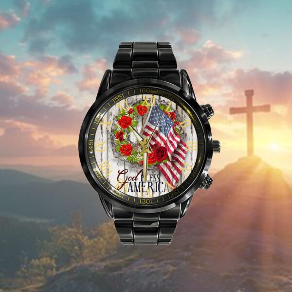 God Bless America Watches Stainless Steel, Christian Watch, Religious Watches, Jesus Watch