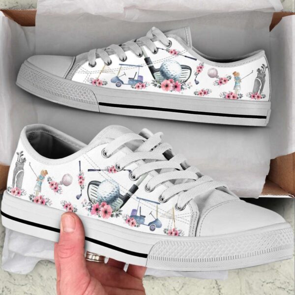 Golf Watercolor Flower Low Top Shoes Stylish Canvas Print, Low Top Sneakers, Sneakers Low Top