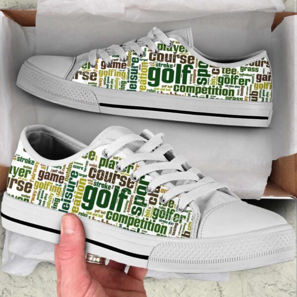Golf Word Cloud Low Top Canvas Print Shoes, Low Top Sneakers, Sneakers Low Top