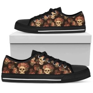Gothic Skull &amp Roses Women’s Low Top…