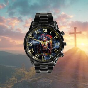 Graffiti-Style Portrait Jesus Christ Crowned with Thorns Watch, Christian Watch, Religious Watches, Jesus Watch