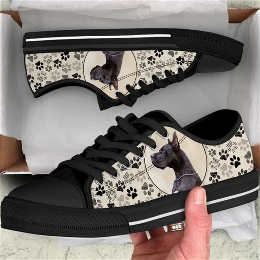 Great Dane Dog Pattern Brown Canvas Low Top Shoes, Low Top Shoes Mens, Women, Designer Low Top Shoes, Low Top Sneakers