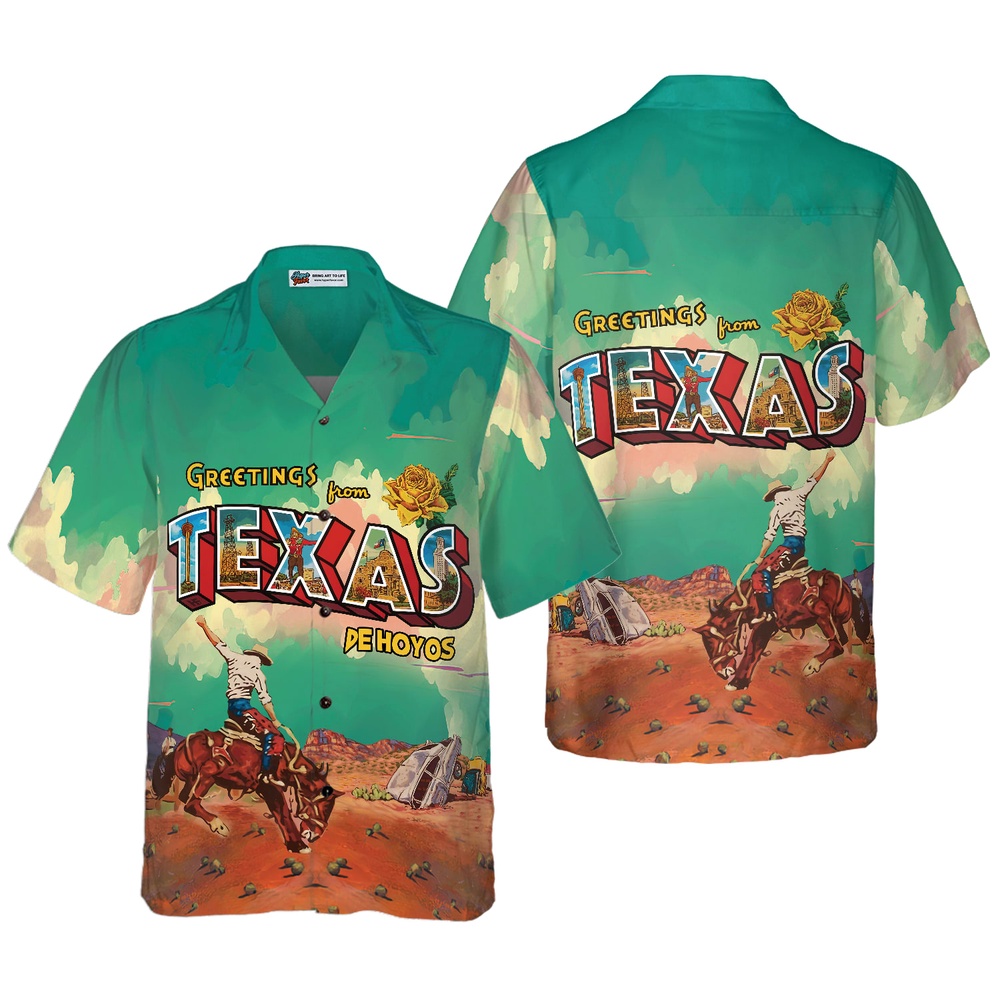 Greetings From Texas Custom Hawaiian Shirt, Cowboy Rodeo Texas Western Shirt, Texas Hawaii Shirt, Texas Shirt