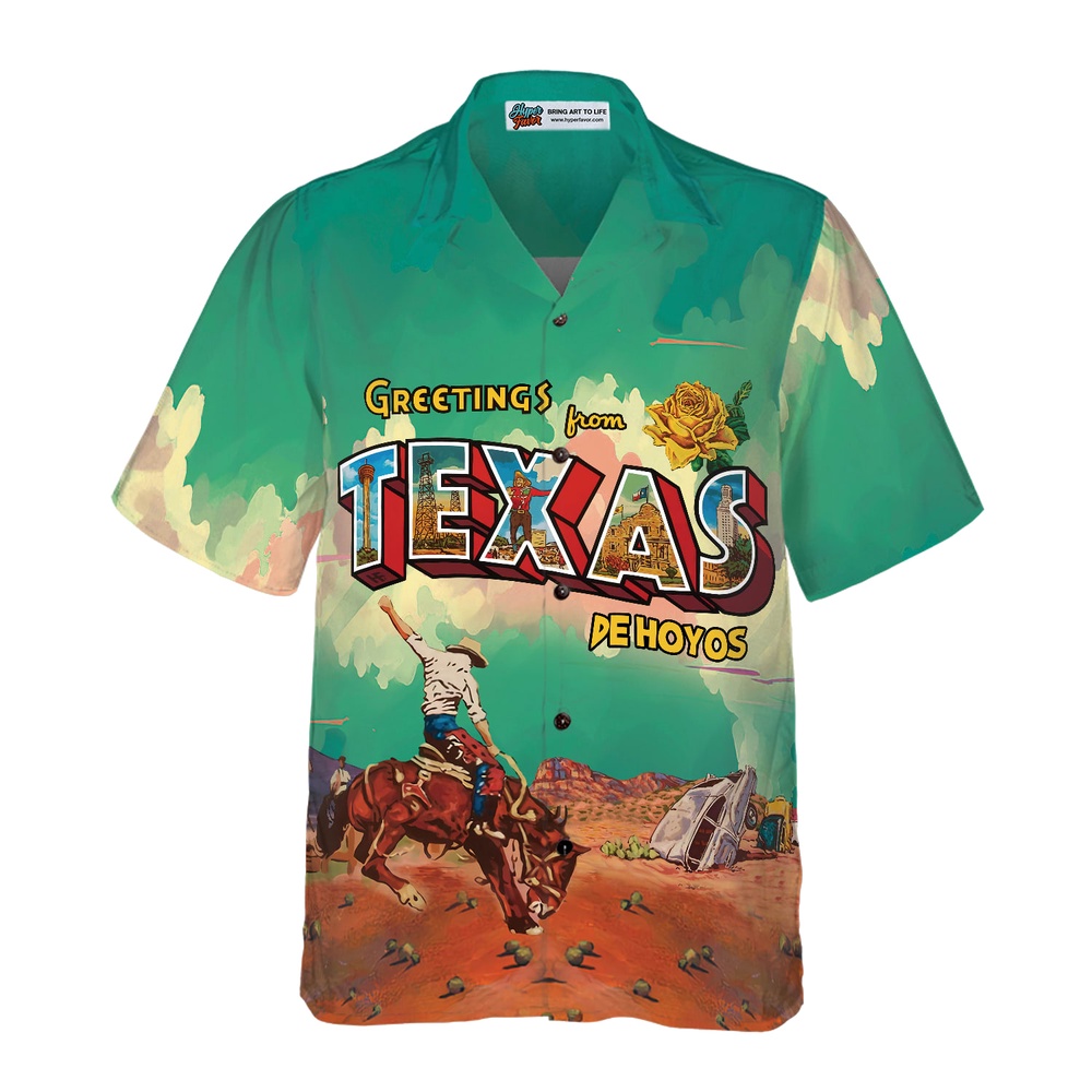 Greetings From Texas Custom Hawaiian Shirt, Cowboy Rodeo Texas Western Shirt, Texas Hawaii Shirt, Texas Shirt
