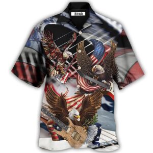 Guitar Independence Day Eagle Hawaiian Shirt, 4th…