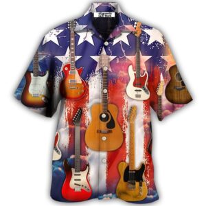 Guitar Independence Day Star America Hawaiian Shirt,…
