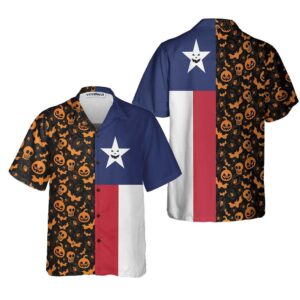 Halloween Texas Flag Hawaiian Shirt, Texas Hawaii…