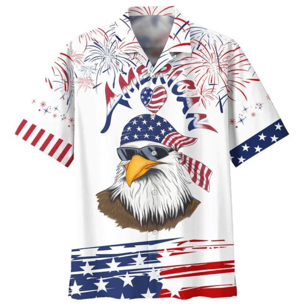 Happy Independence Day American Bald Eagle All Printed 3D Hawaiian Shirt, 4th Of July Hawaiian Shirt, 4th Of July Shirt