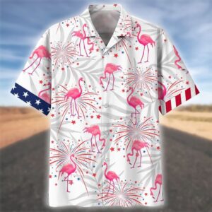 Happy Independence Day Flamingo Firework All Printed…