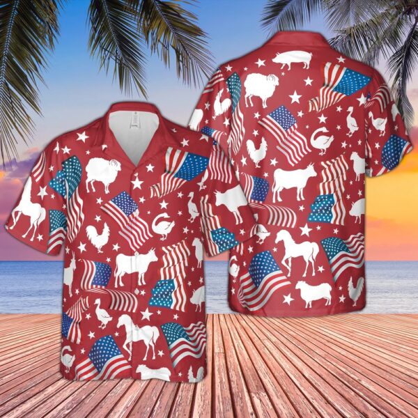 Happy Independence Day Hawaiian Shirt For Farm Lovers, 4th Of July Hawaiian Shirt, 4th Of July Shirt