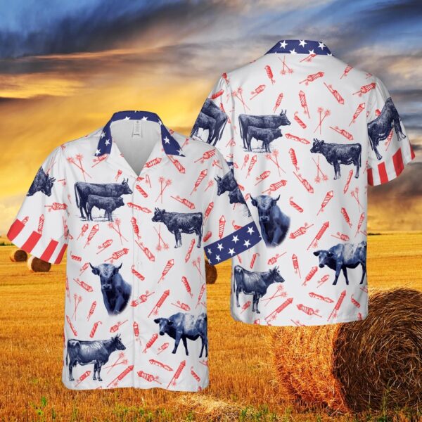 Happy Independence Day Theme Charolais Cattle Lovers All 3D Printed Shirts, 4th Of July Hawaiian Shirt, 4th Of July Shirt
