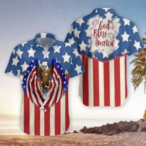 Hawaiian Aloha Shirts God Bless America 4Th…